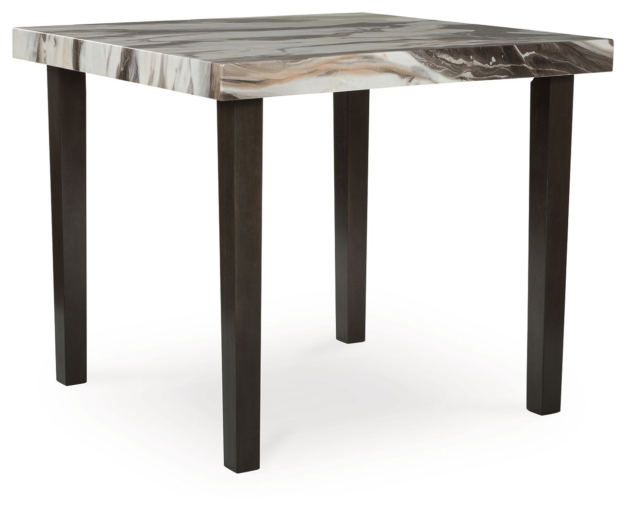 Jeshina - Table de comptoir carrée pour salle à manger - Brun foncé / Beige