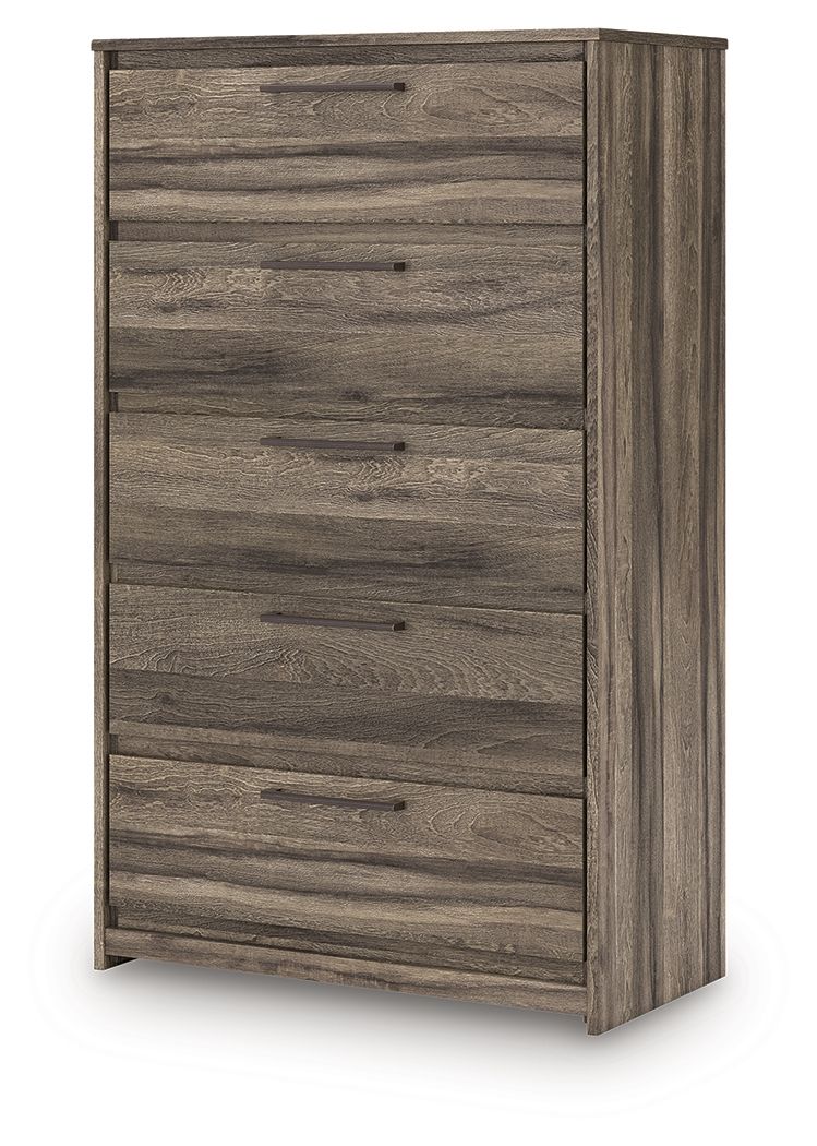 Commode Elbrim à cinq tiroirs - Brun