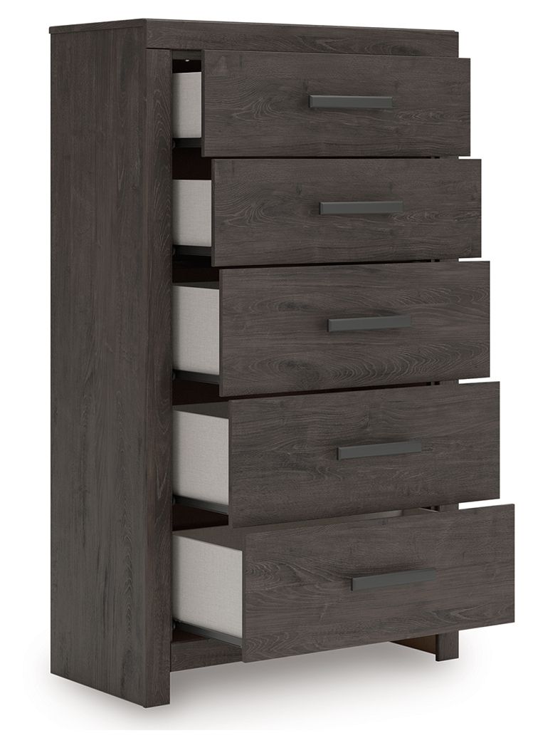 Prendonea - Commode à cinq tiroirs - Anthracite