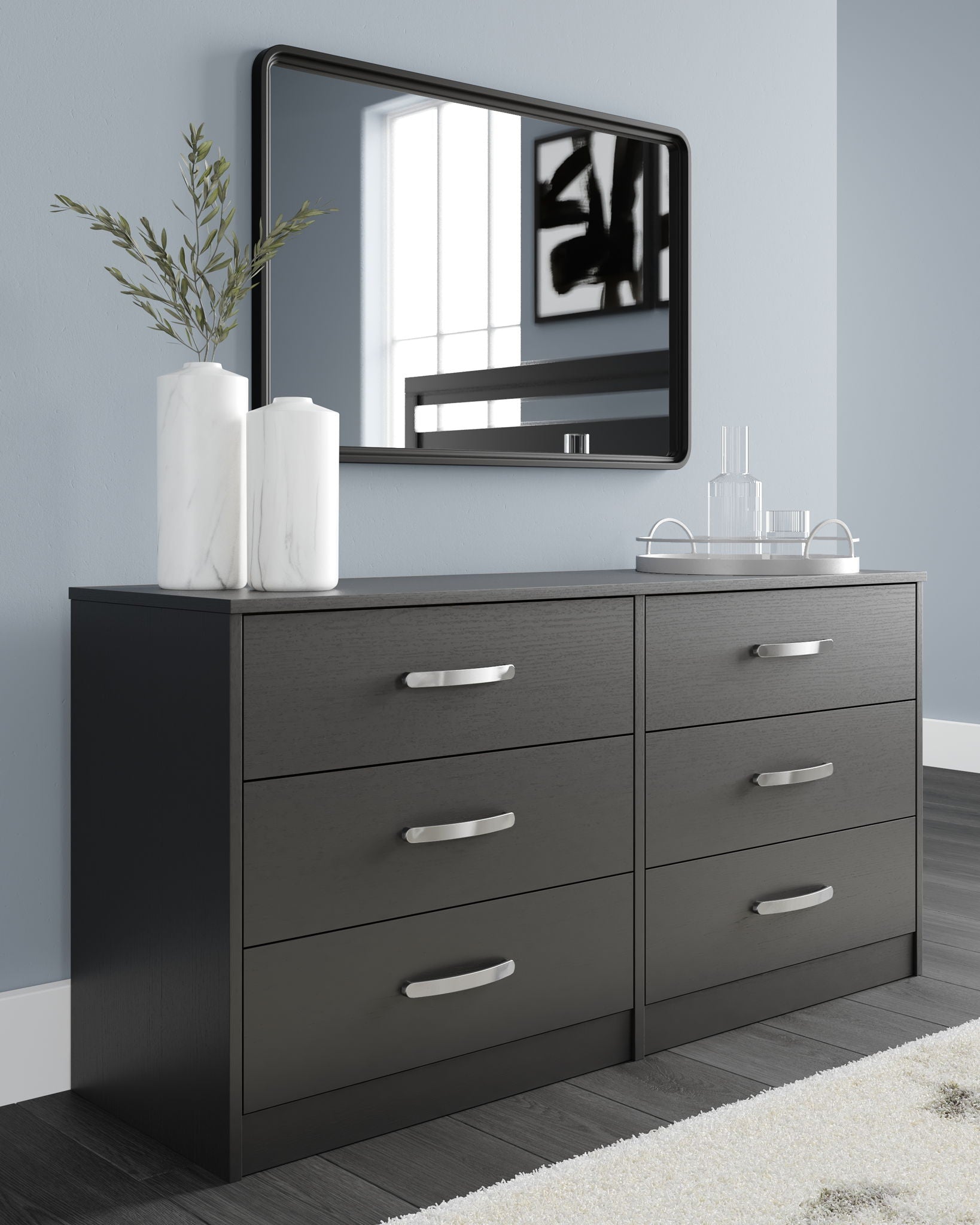 Commode Finch à six tiroirs - Noir