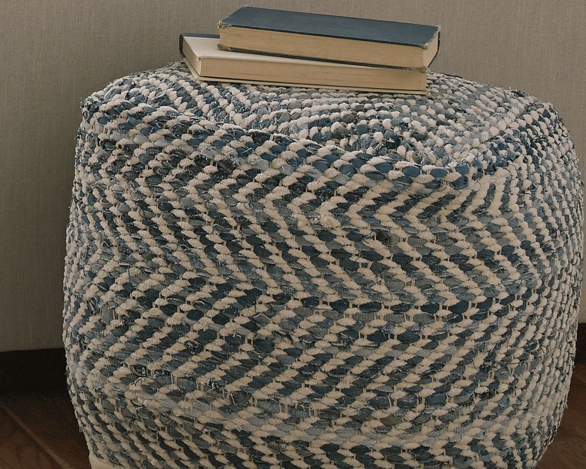 Chevron - Pouf - Bleu