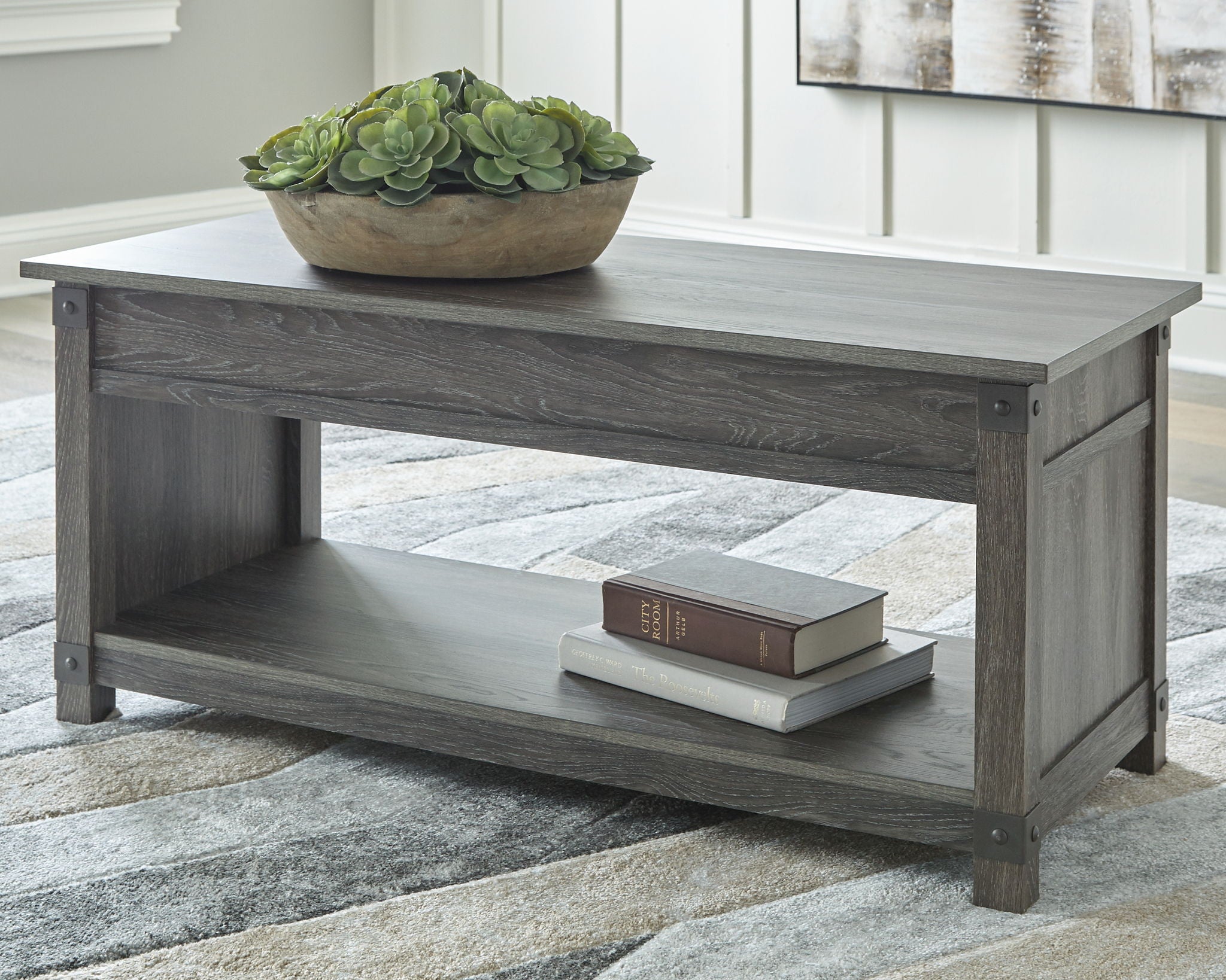 Freedan - Table basse relevable - Marron grisâtre
