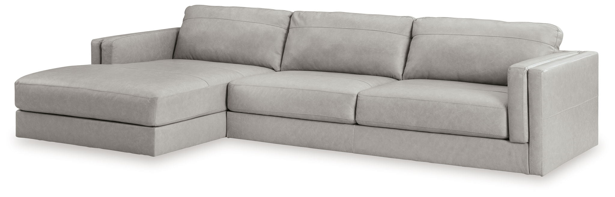 Amiata - 2-Piece Sectional With Laf Corner Chaise - Leather Match - Glacier