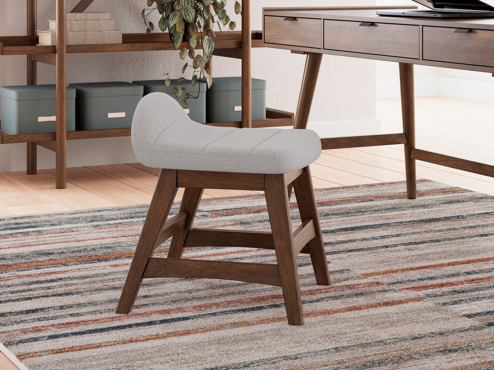 Lyncott - Chaise de bureau à domicile - Gris clair / Brun