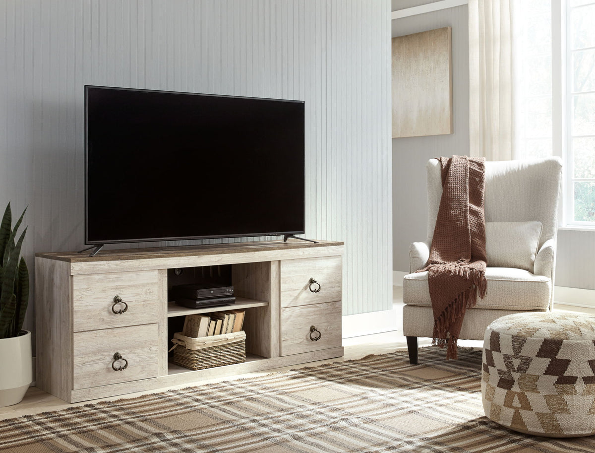 Willowton - TV Stand w/Fireplace Option - 60" x 14.8" x 24.33" - Brown Light