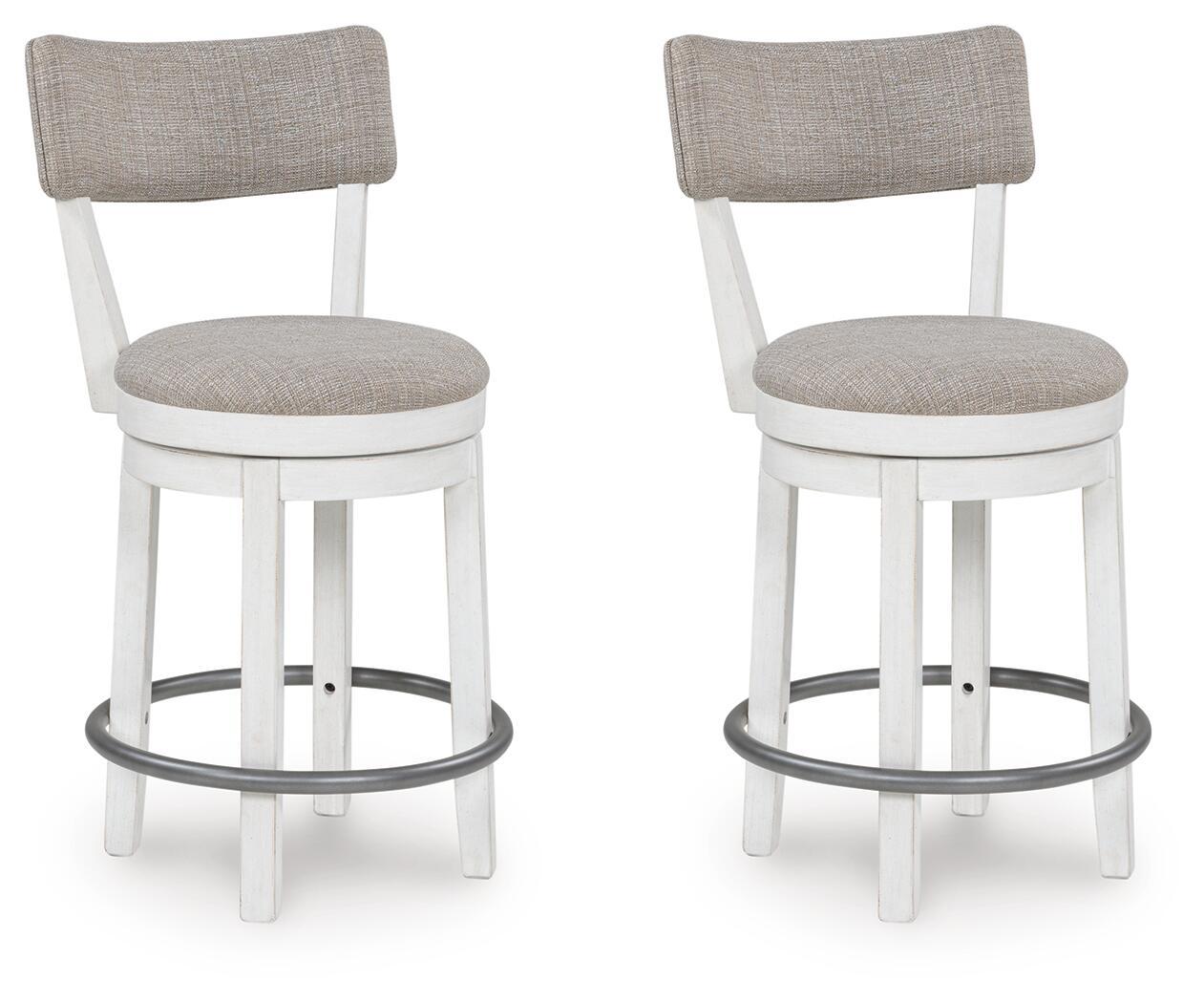 Robbinsdale - Tabouret de bar pivotant rembourré (Lot de 2) - Blanc antique