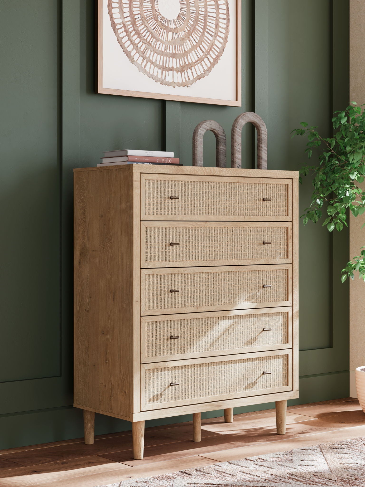 Cielden - Commode large à cinq tiroirs - Deux tons