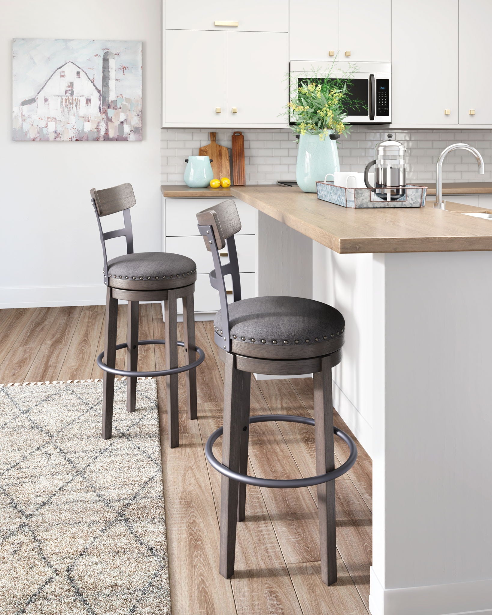 Caitbrook - Tabouret de bar pivotant haut UPH - Gris
