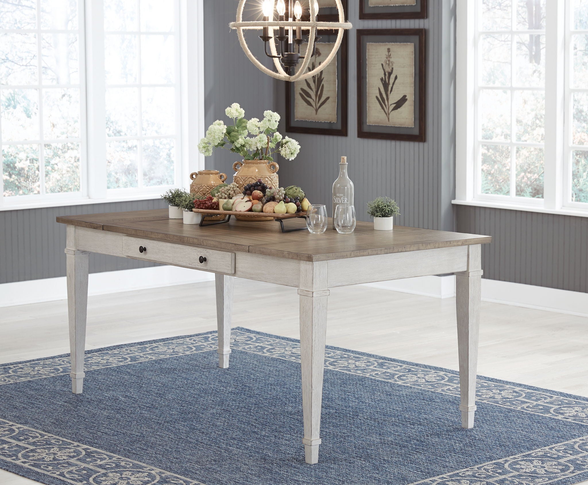 Skempton - Table de salle à manger RECT avec rangement - Blanche