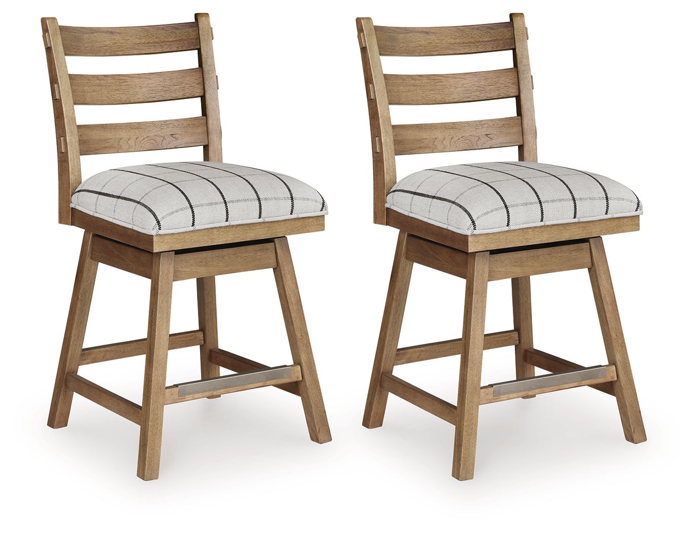 Ridgester - Tabouret de bar pivotant rembourré (Lot de 2) - Marron clair