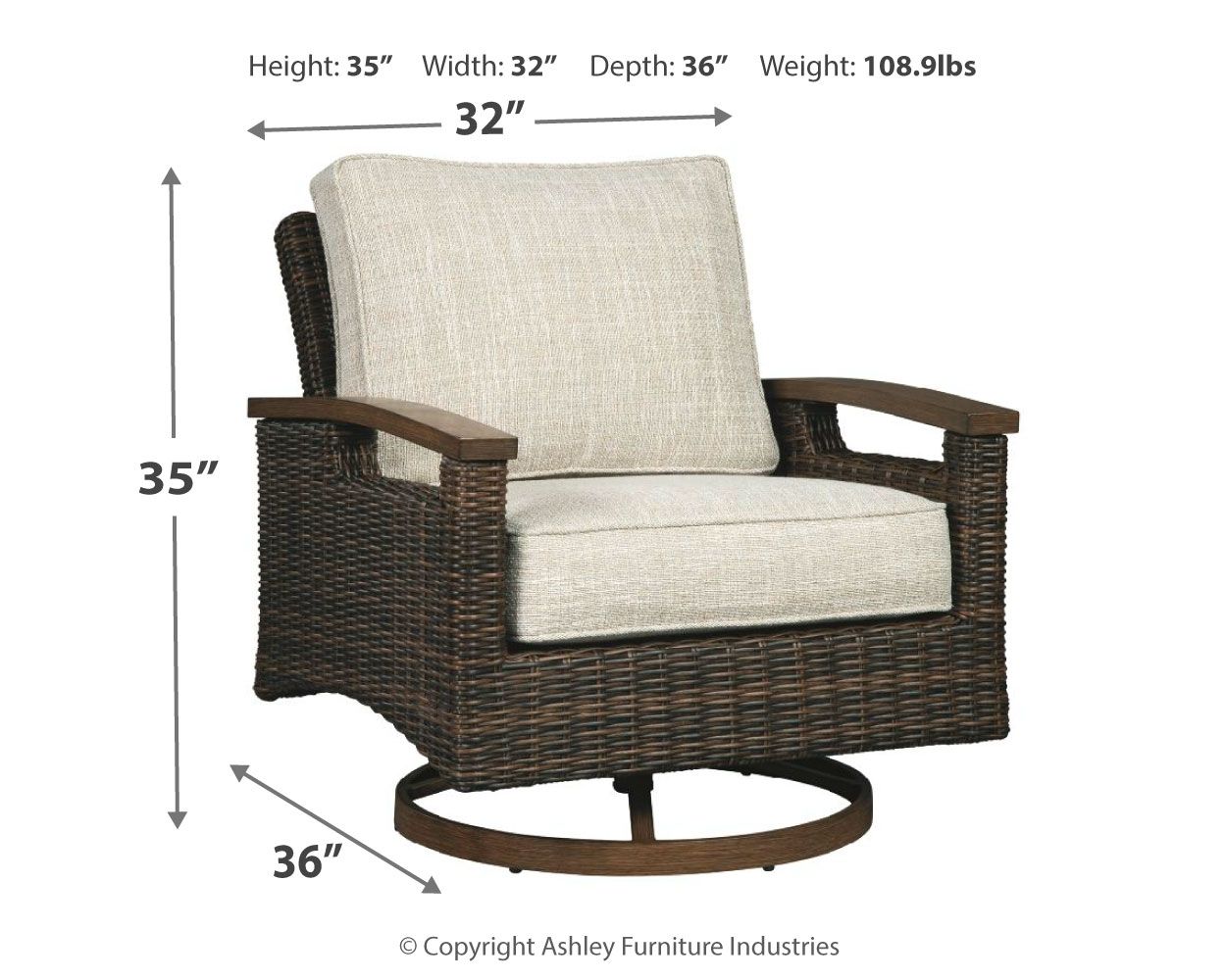 Paradise Trail - Fauteuil inclinable pivotant (lot de 2) - Marron moyen