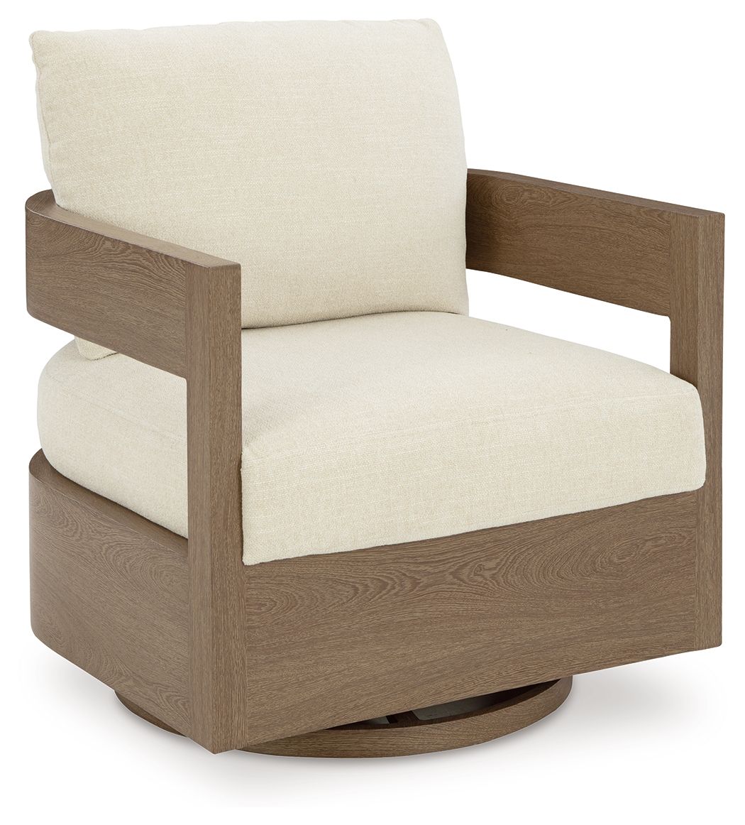 Serene Bay - Fauteuil planeur pivotant avec coussin - Brun foncé/blanc
