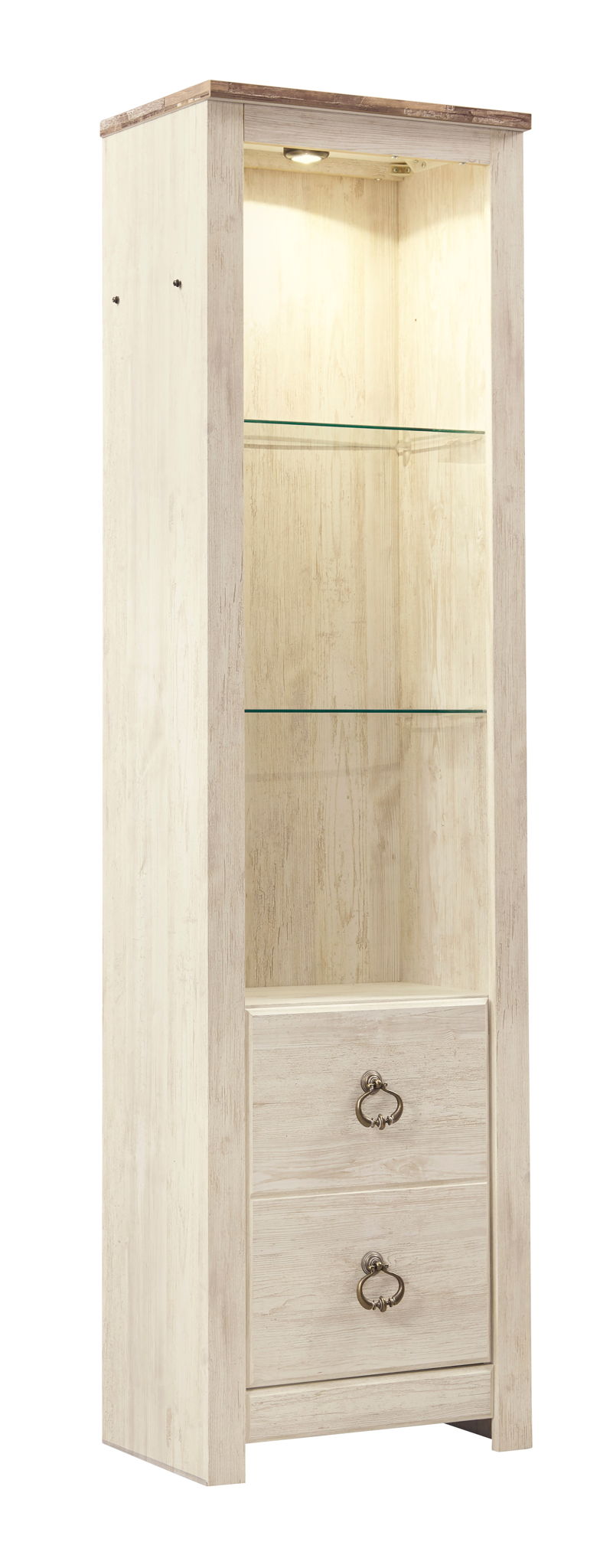 Willowton - Meuble de divertissement - Meuble TV avec insert de cheminée en fausse brique - Finition blanchie