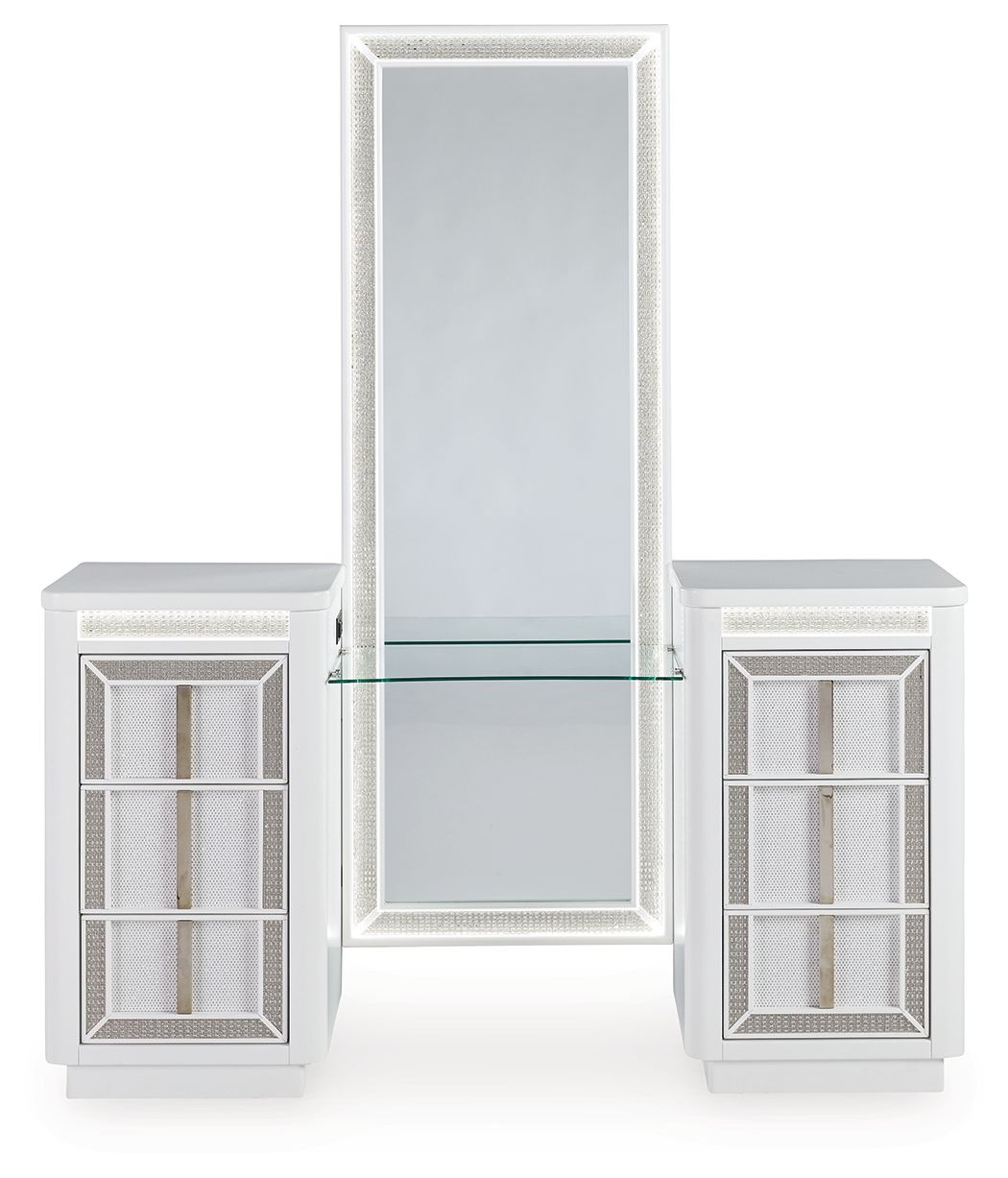 Chalanna - Coiffeuse avec miroir - Blanc