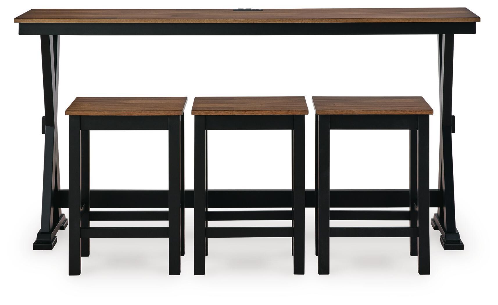 Wildenauer - Ensemble table haute de salle à manger rectangulaire (lot de 4) - Marron/Noir