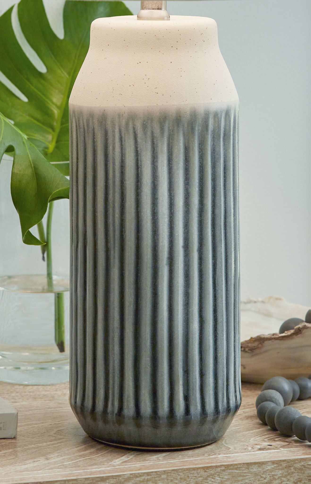 Afener - Lampe de table en céramique (lot de 2) - Bleu / Beige
