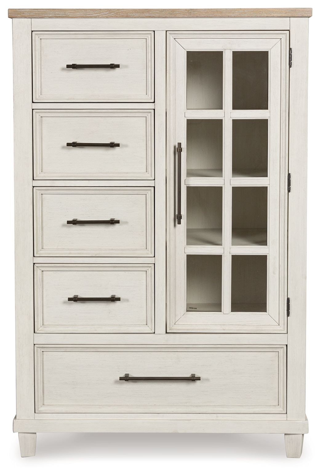 Shaybrock - Armoire de porte - Blanc ancien / Marron
