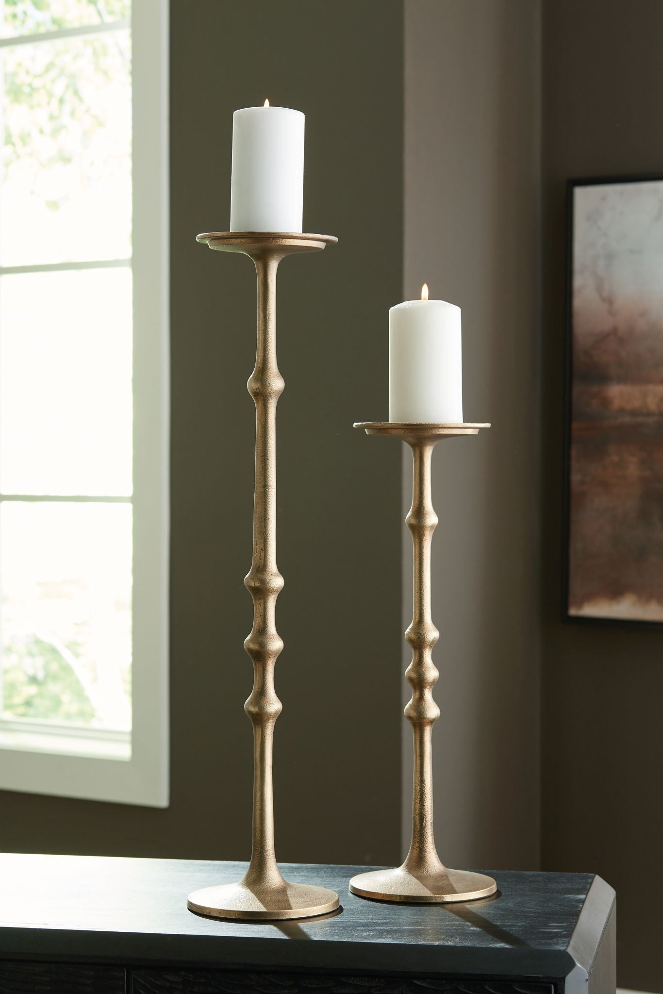 Larwick - Lot de 2 chandeliers - Finition laiton antique