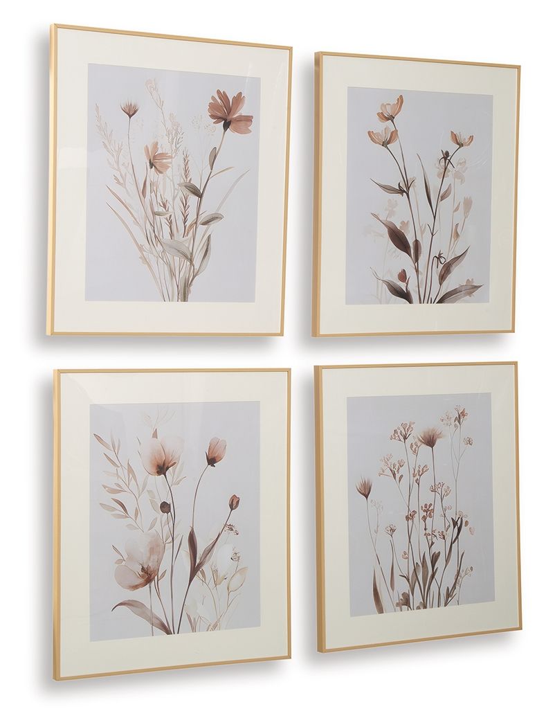 Chettings - Lot de 4 décorations murales - Beige / Gris / Vieux rose