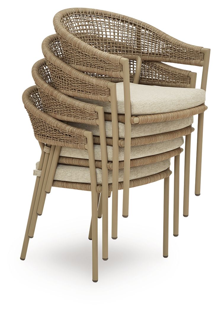 Orchard Beach - Fauteuil avec coussin (Lot de 4) - Beige