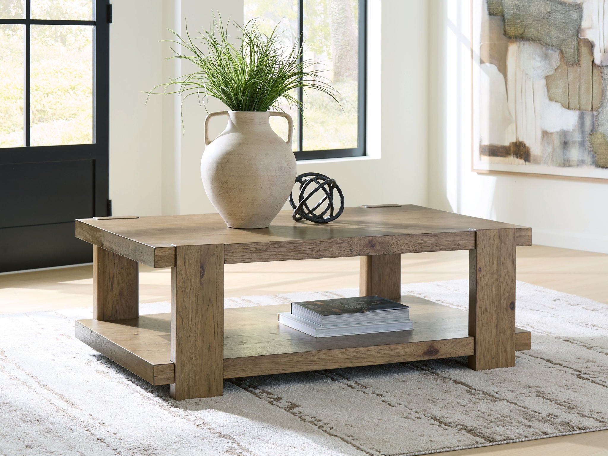 Flangren - Table Basse Rectangulaire - Marron Clair