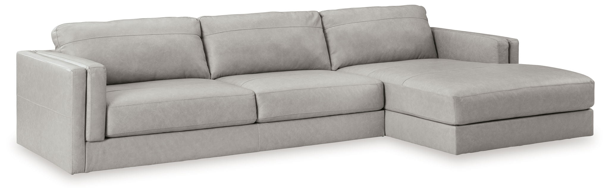 Amiata - 2-Piece Sectional With Raf Corner Chaise - Leather Match - Glacier
