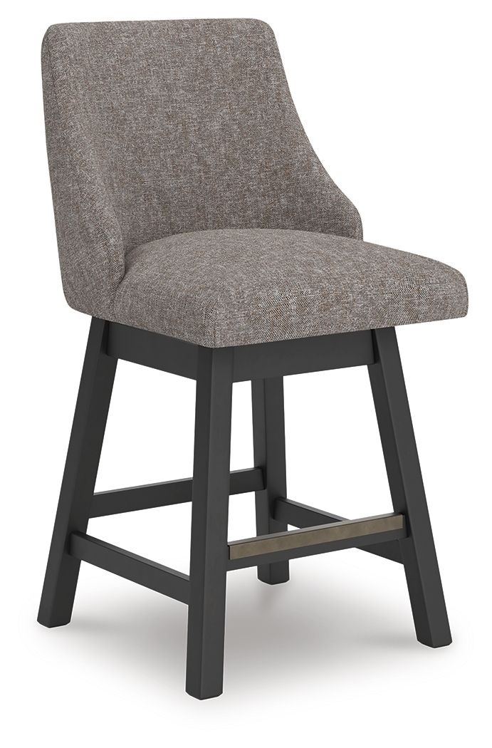 Neymorton - Tabouret de bar pivotant rembourré (ensemble de 2) - Brun grisâtre foncé