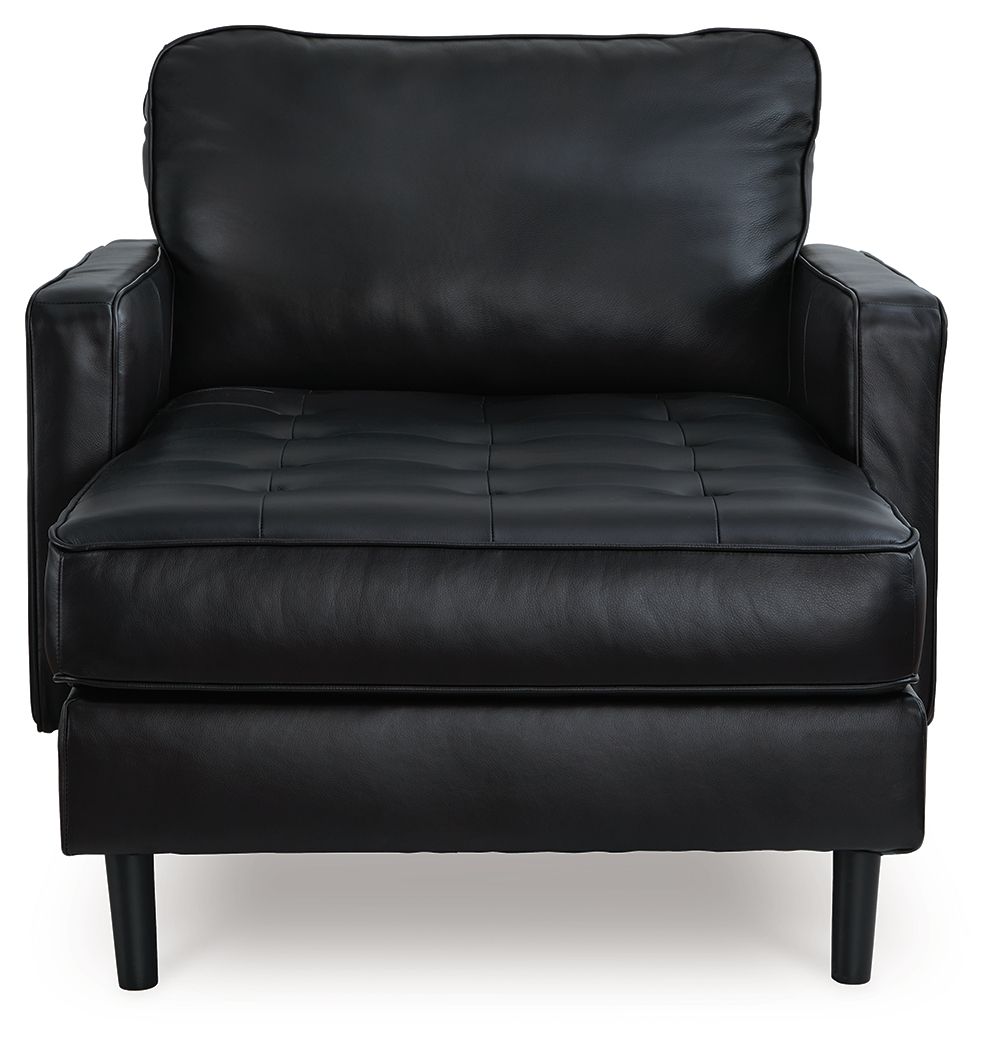 Bryceview - Chaise longue - Cuir véritable et synthétique - Onyx
