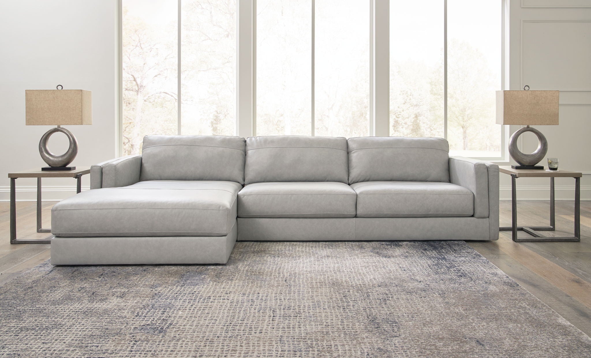 Amiata - 2-Piece Sectional With Laf Corner Chaise - Leather Match - Glacier