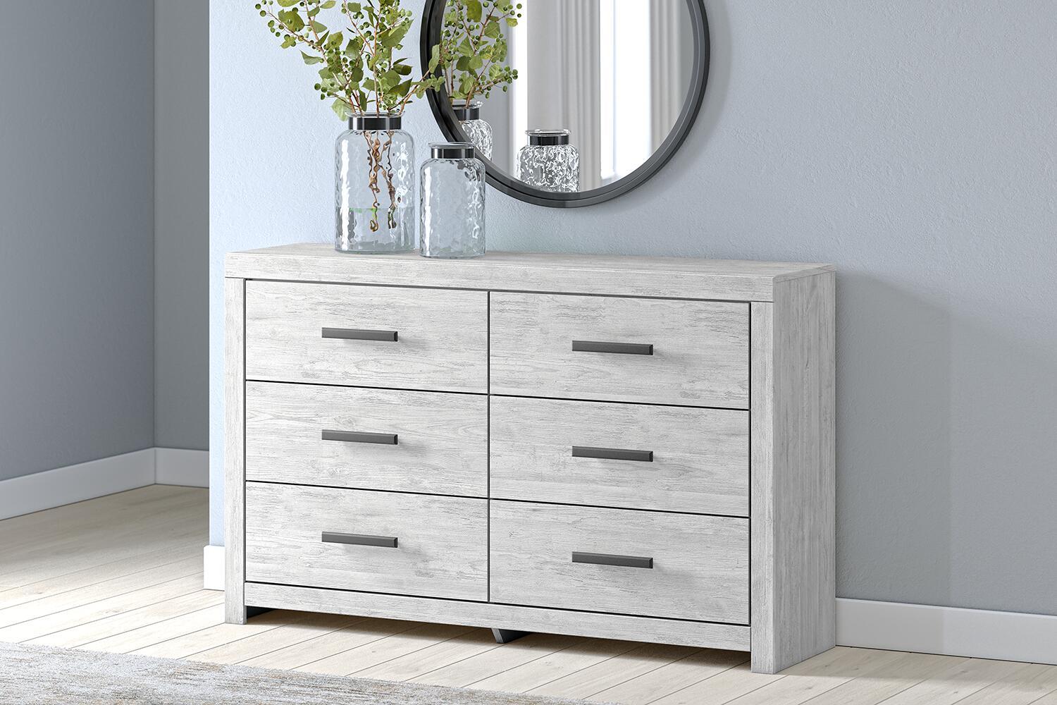 Cayboni - Commode à six tiroirs - Effet bois blanchi