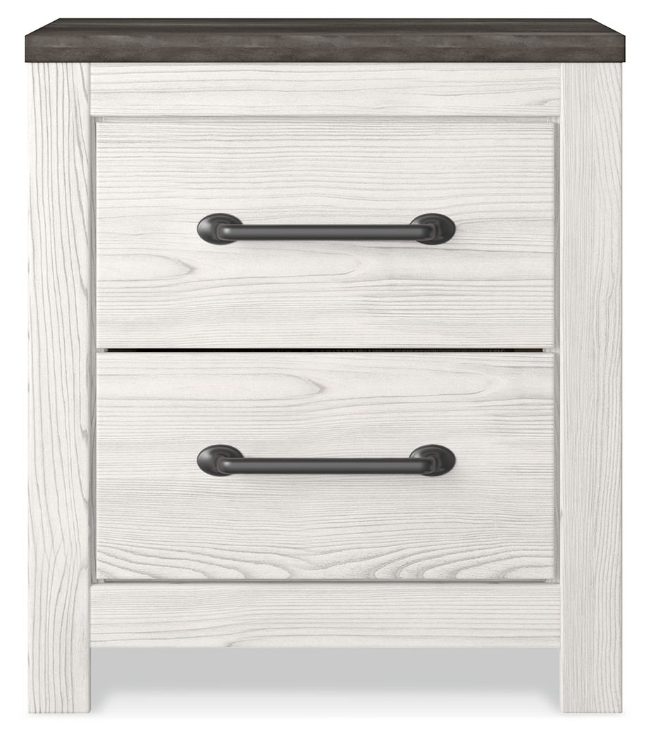 Gerridan - Table de chevet à deux tiroirs - Blanc / Gris