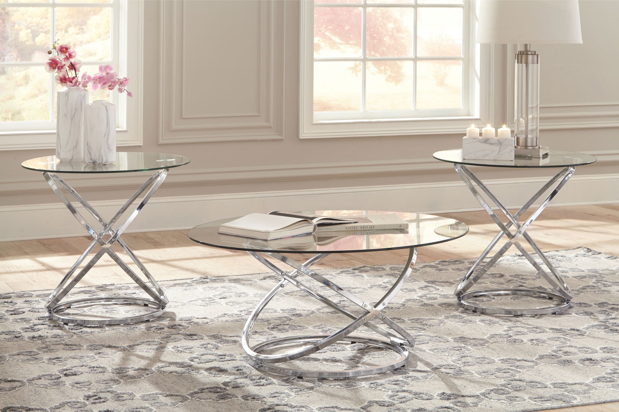 Hollynyx - Tables d'appoint (Lot de 3) - Finition chromée