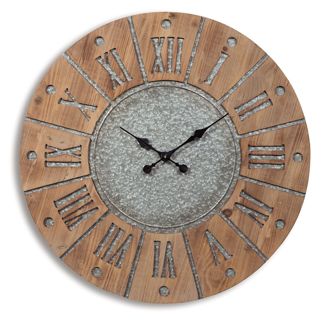 Payson - Horloge murale - Gris antique / Naturel