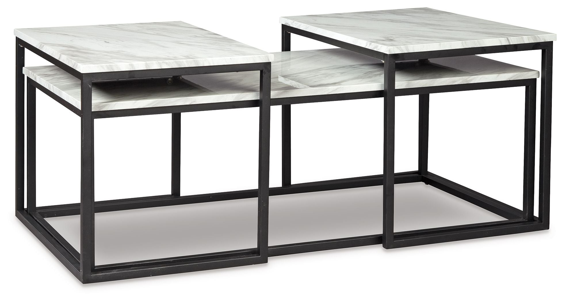 Donnesta - Tables d'appoint (Lot de 3) - Gris / Noir