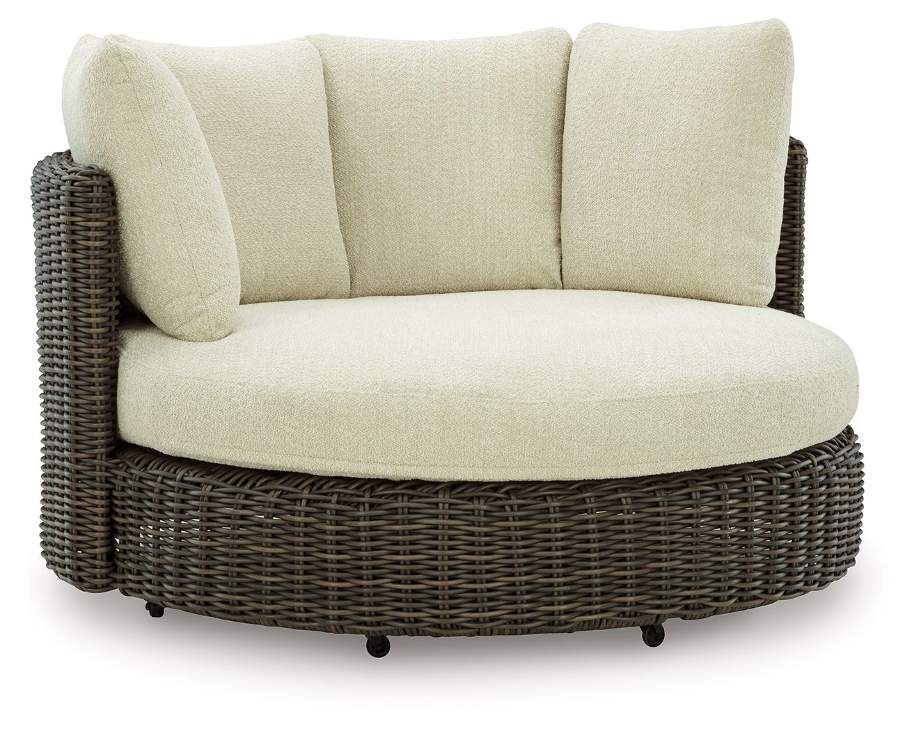 Kimora - Fauteuil pivotant avec coussin - Beige / Marron foncé
