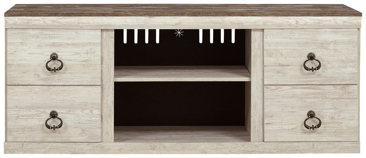 Willowton - TV Stand w/Fireplace Option - 60" x 14.8" x 24.33" - Brown Light