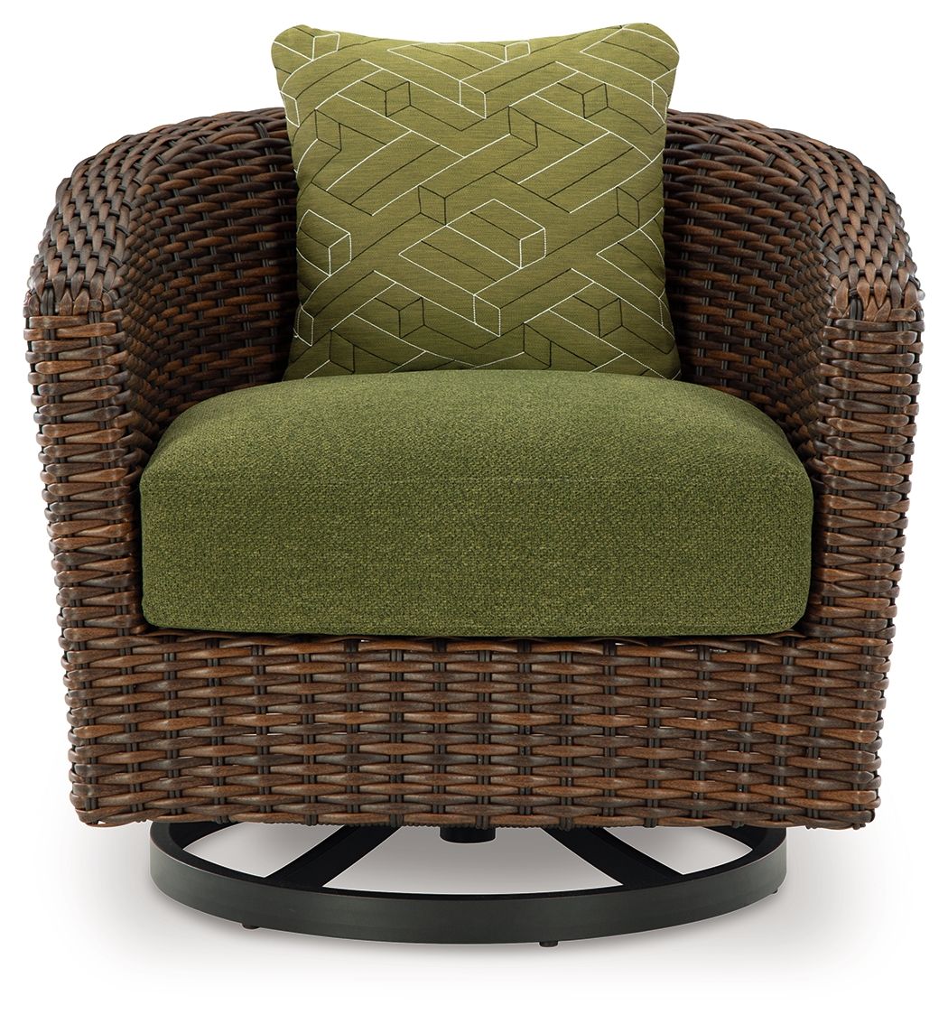 Horizon Hall - Fauteuil pivotant avec coussin - Marron / Vert