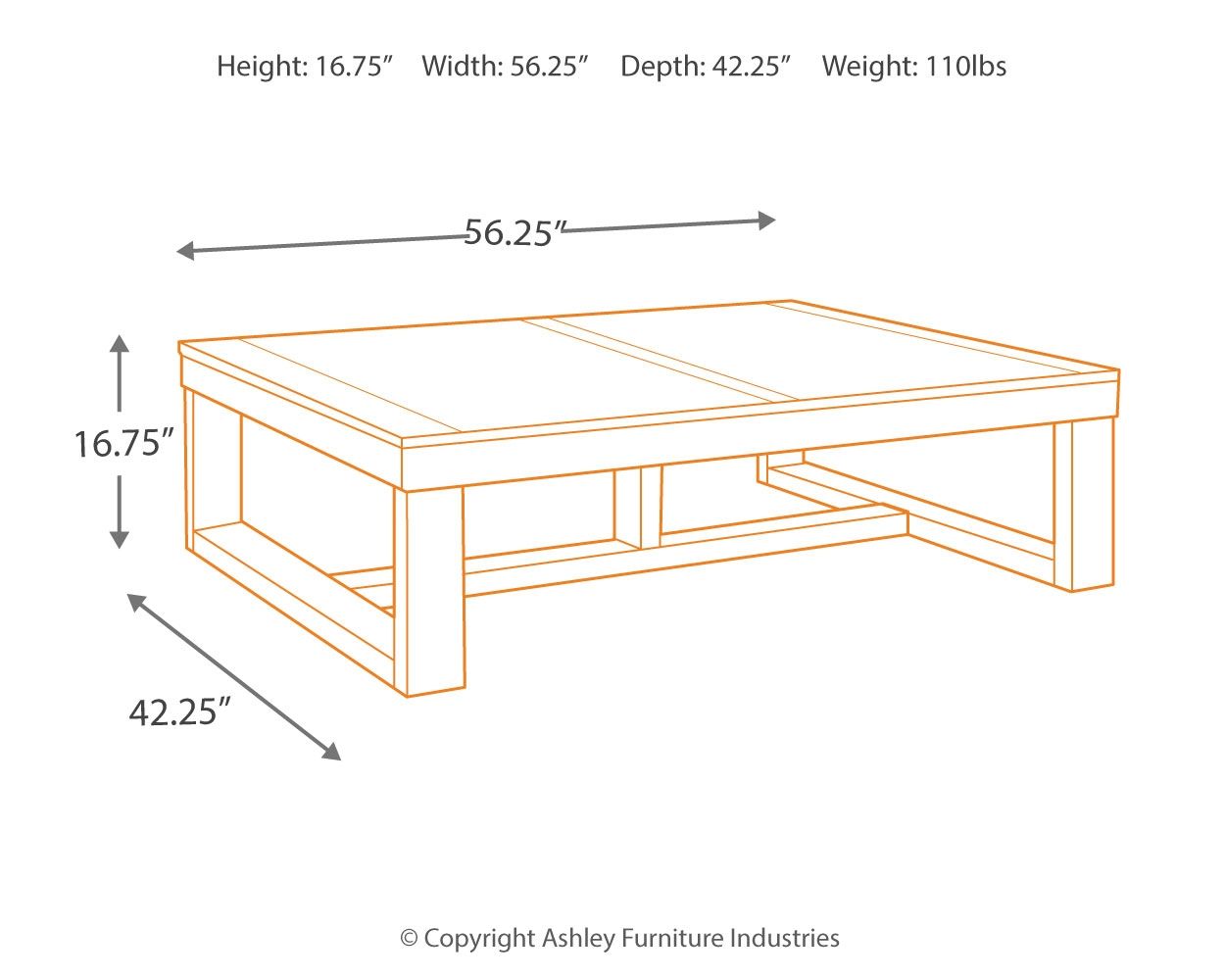 Watson - Table Basse Rectangulaire - Marron Foncé