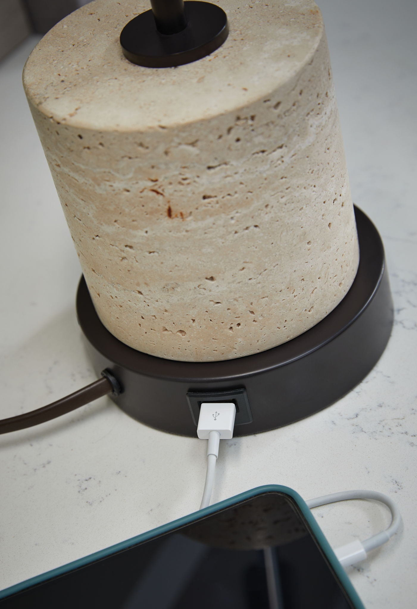 Vinmour - Lampe de bureau en métal - Marron / Beige