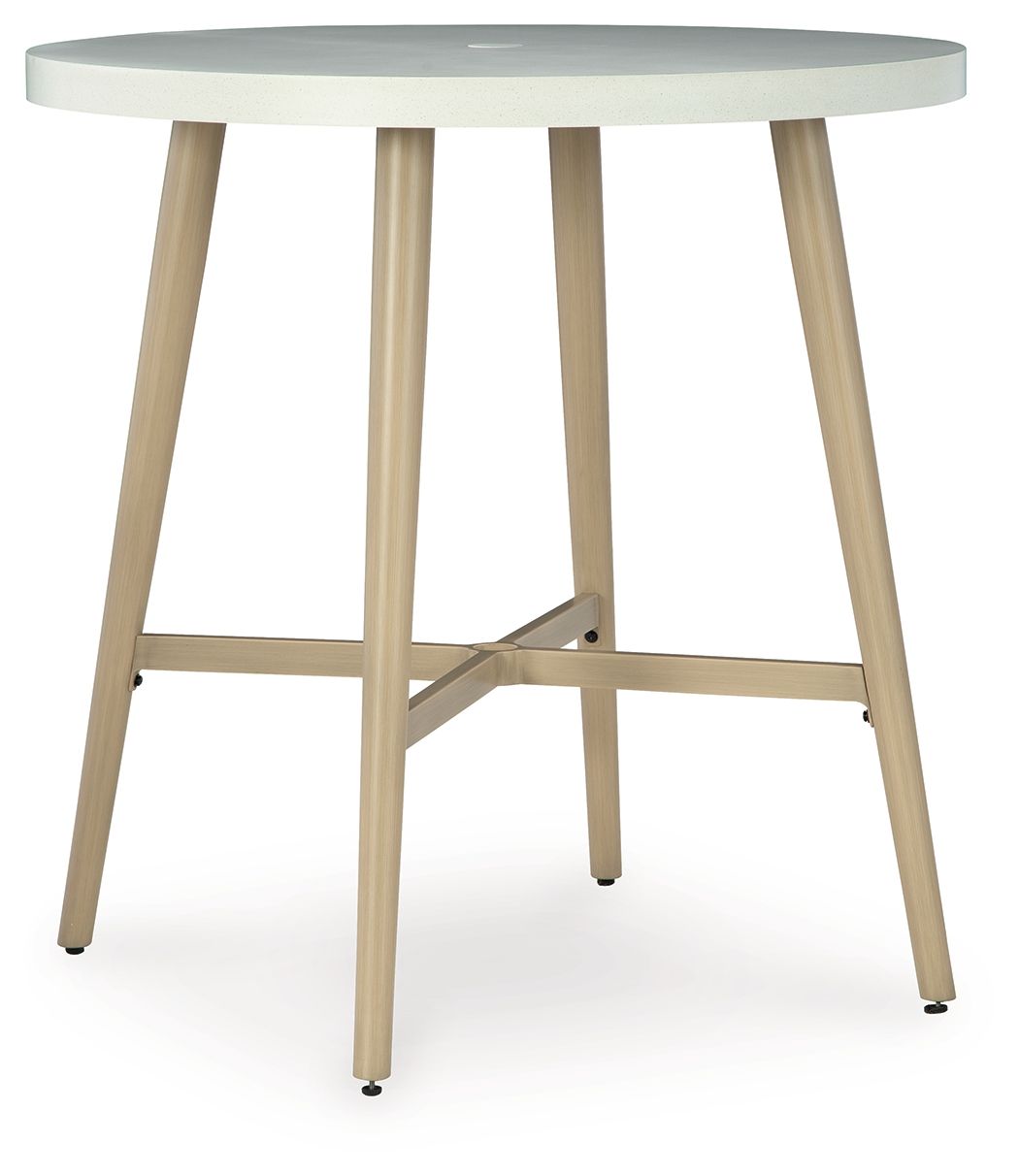 Seton Creek - Table de bar ronde avec option parasol - Beige