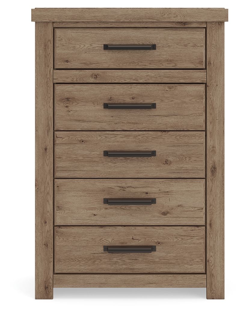 Oliandon - Commode à cinq tiroirs - Marron clair