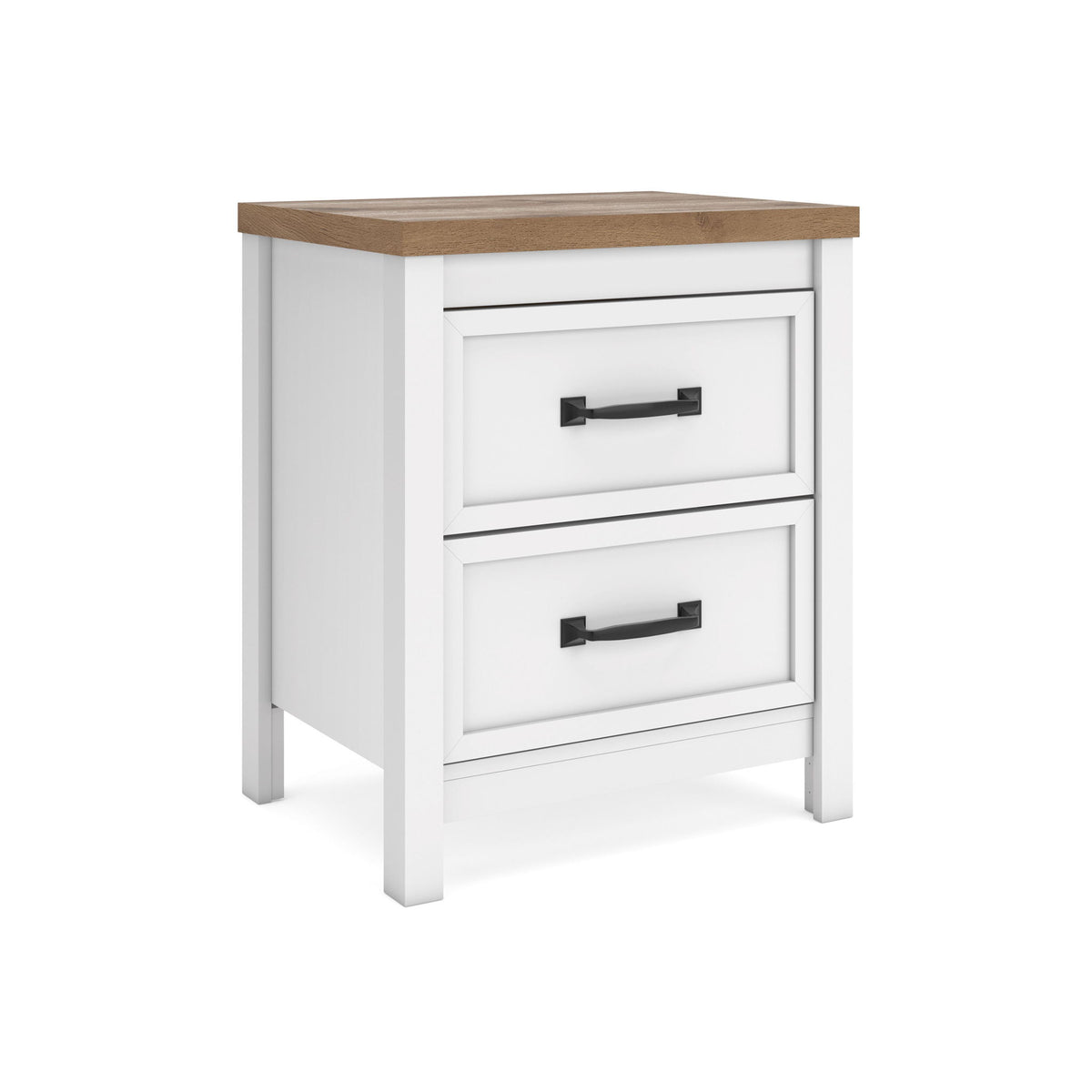 Kerisden - Table de chevet à deux tiroirs - Blanc / Marron
