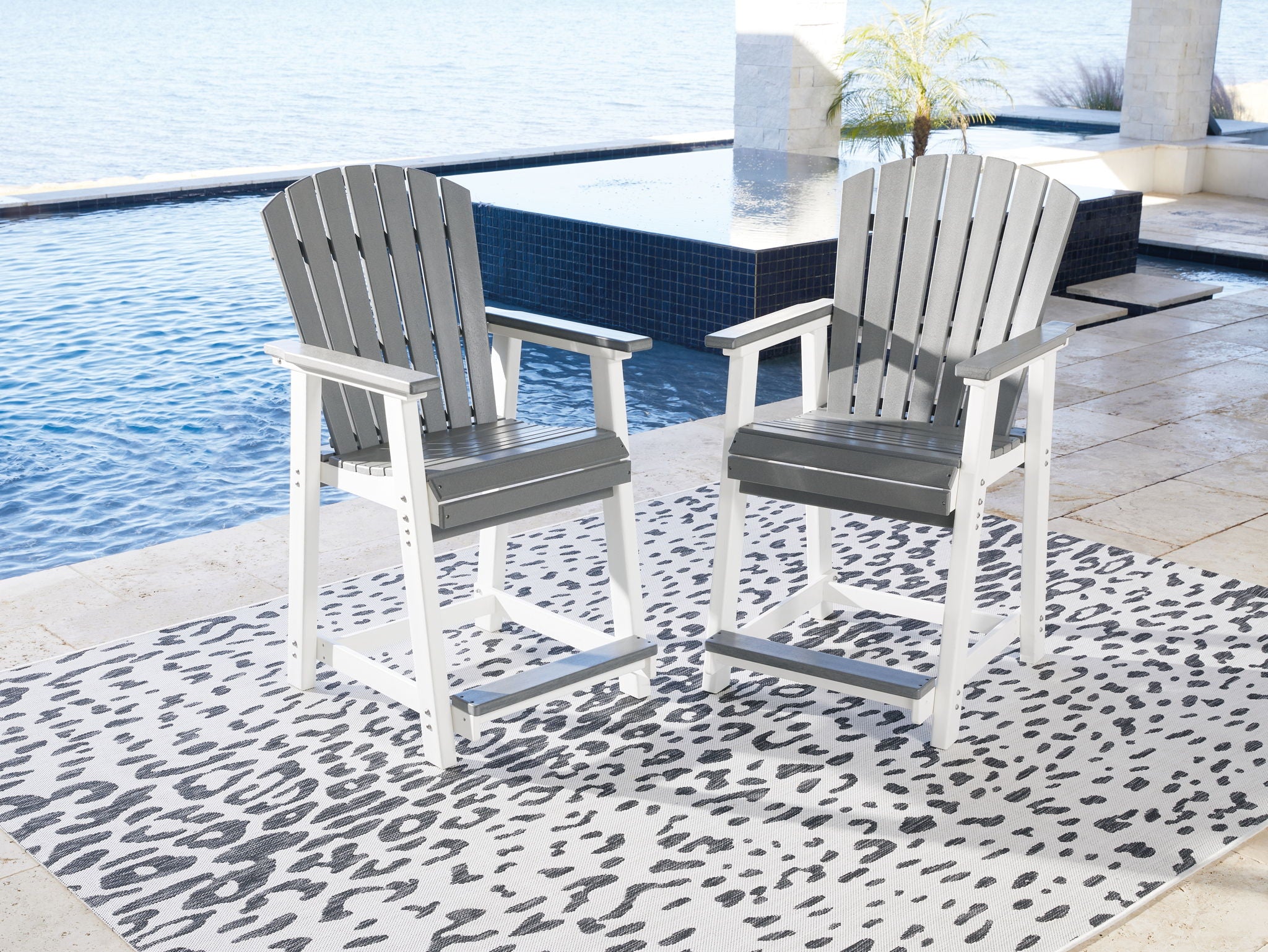 Transville - Tabouret de bar (lot de 2) - Gris / Blanc