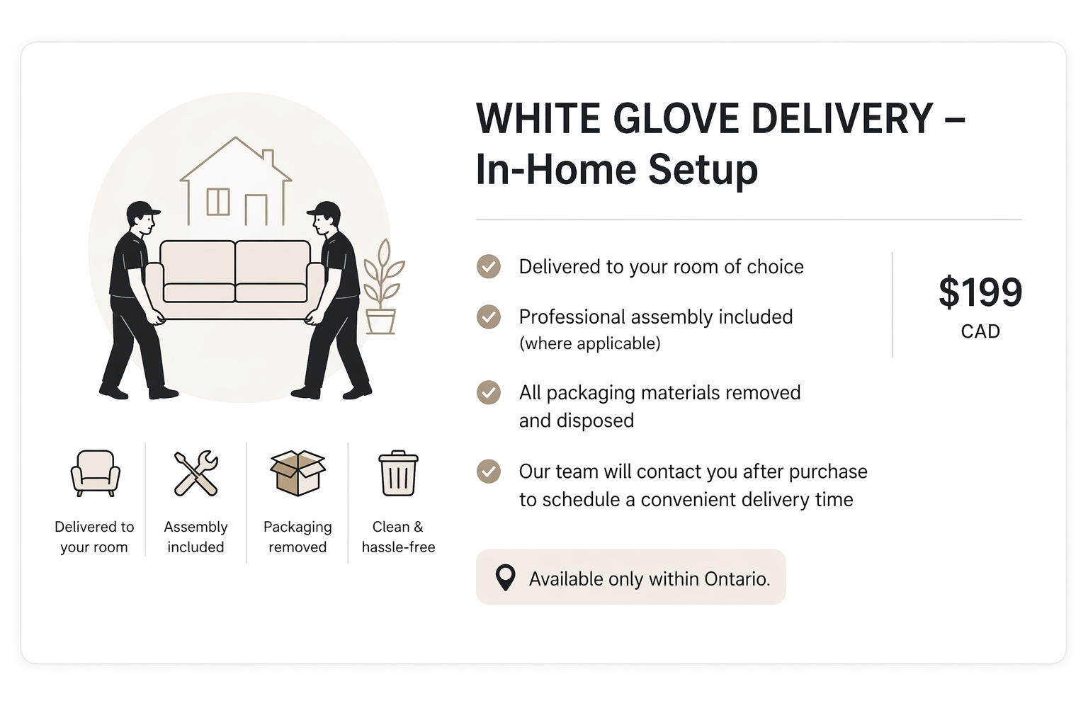 WHITE GLOVE DELIVERY – In-Home Setup
