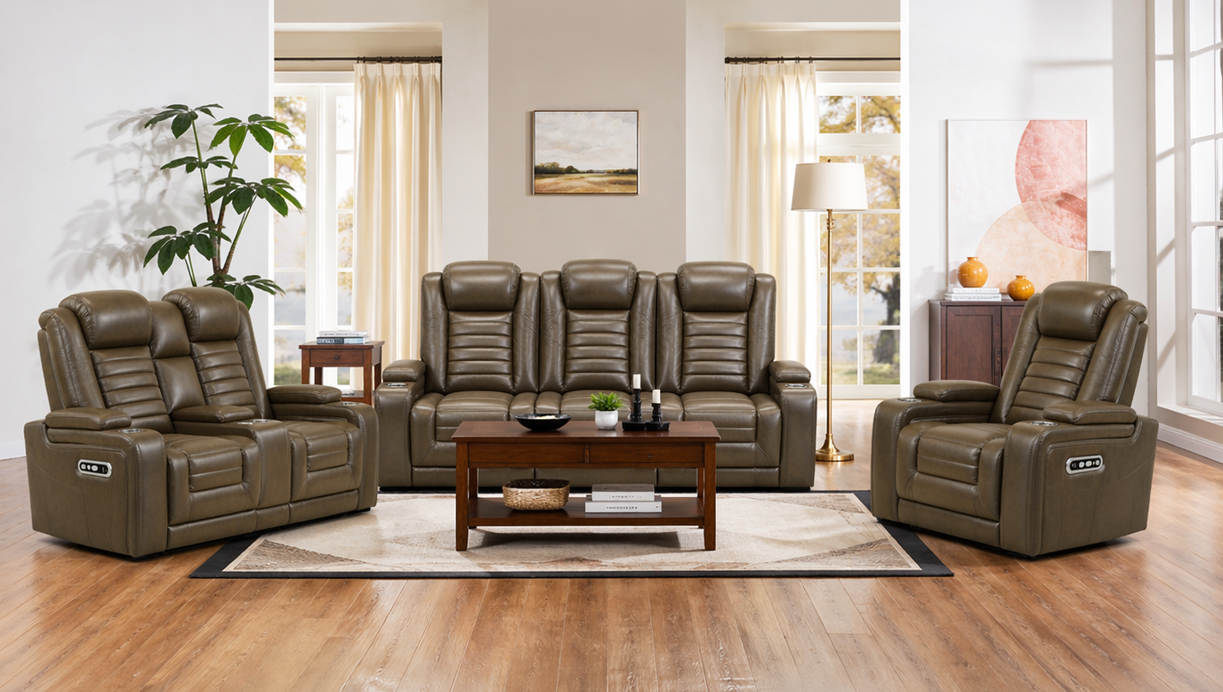 Apricot Power Reclining Console Sofa