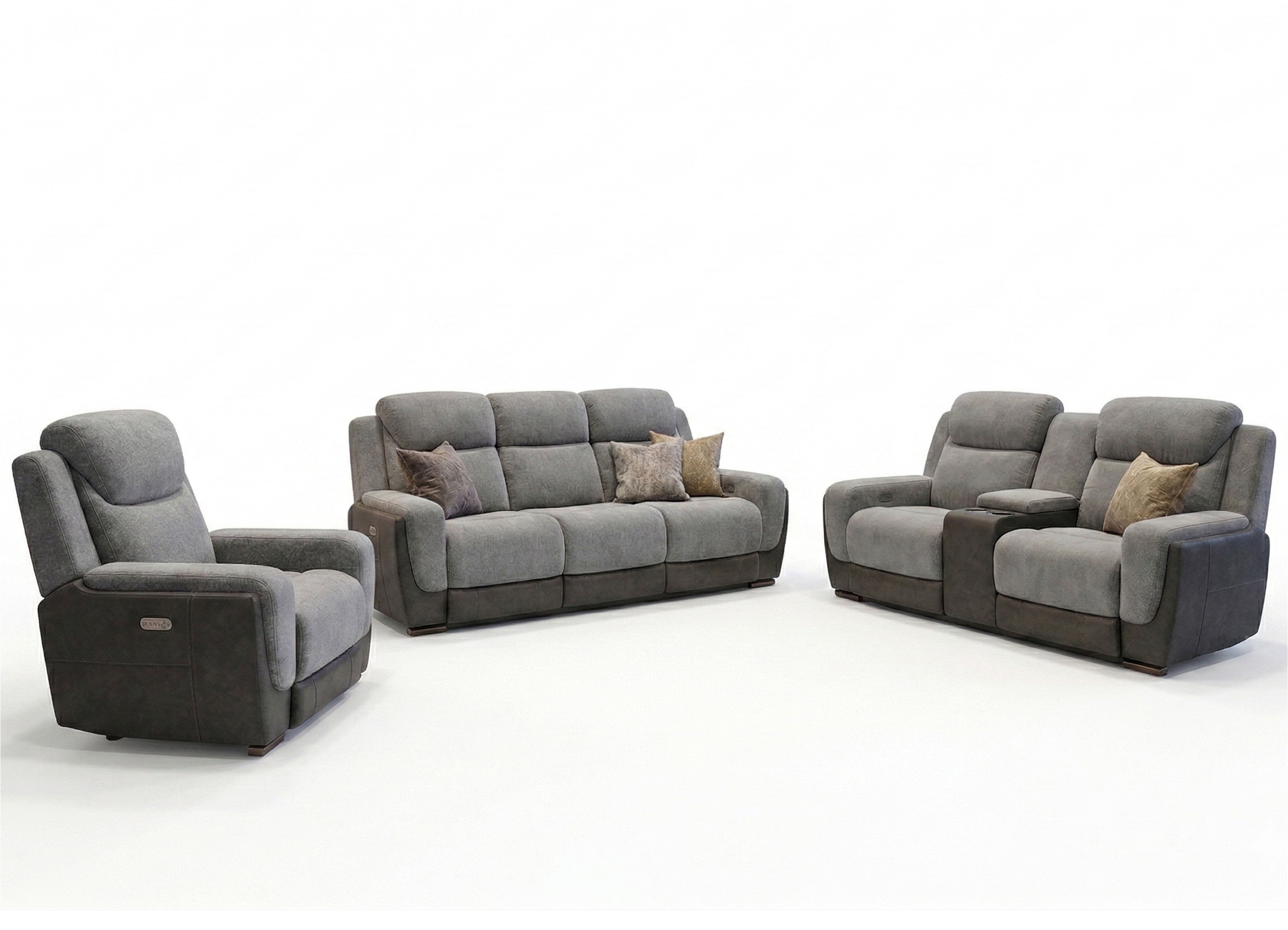 Jenner Afton Grey Power Reclining Sofa Set