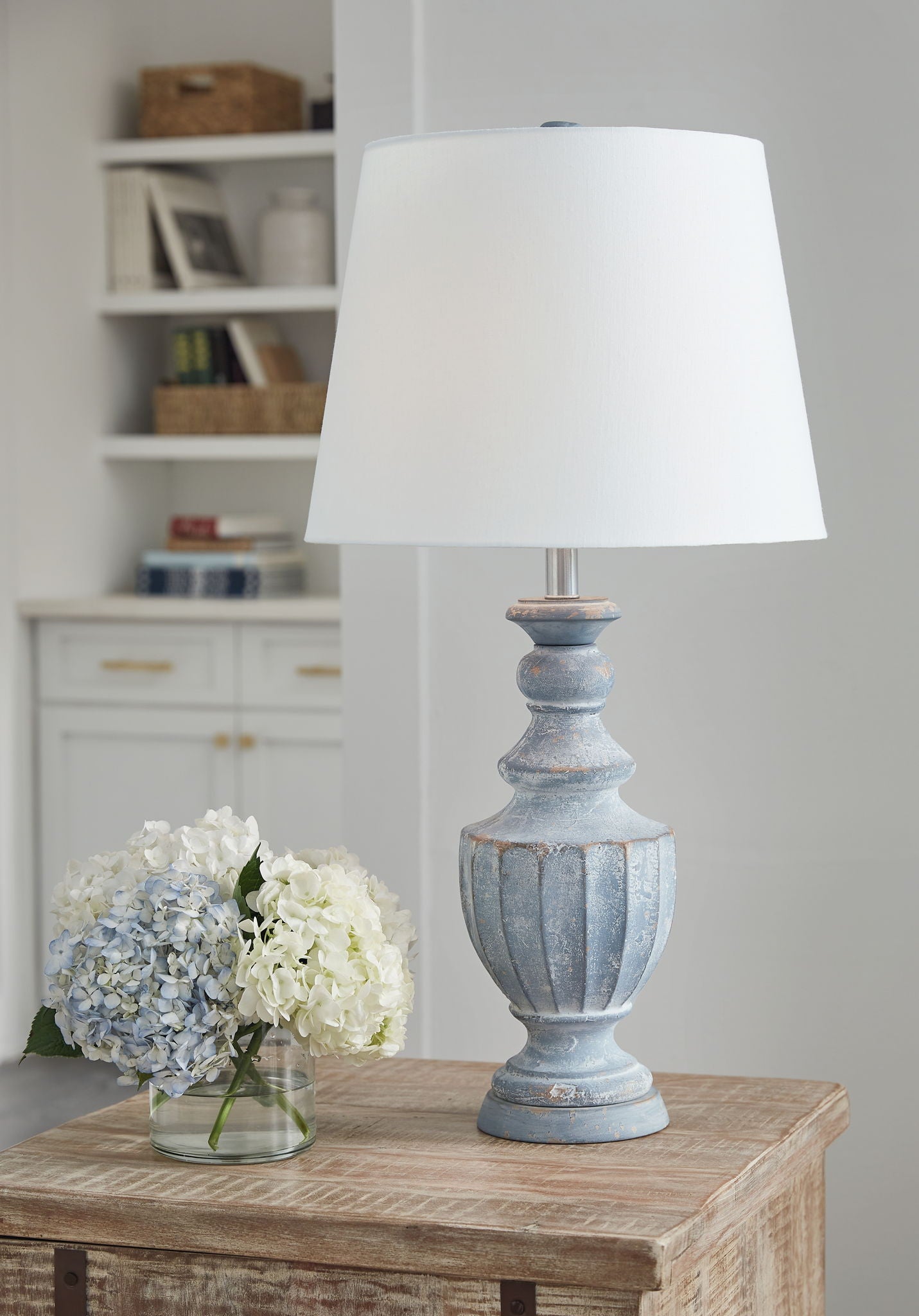Cylerick - Lampe de table en terre cuite - Bleu antique