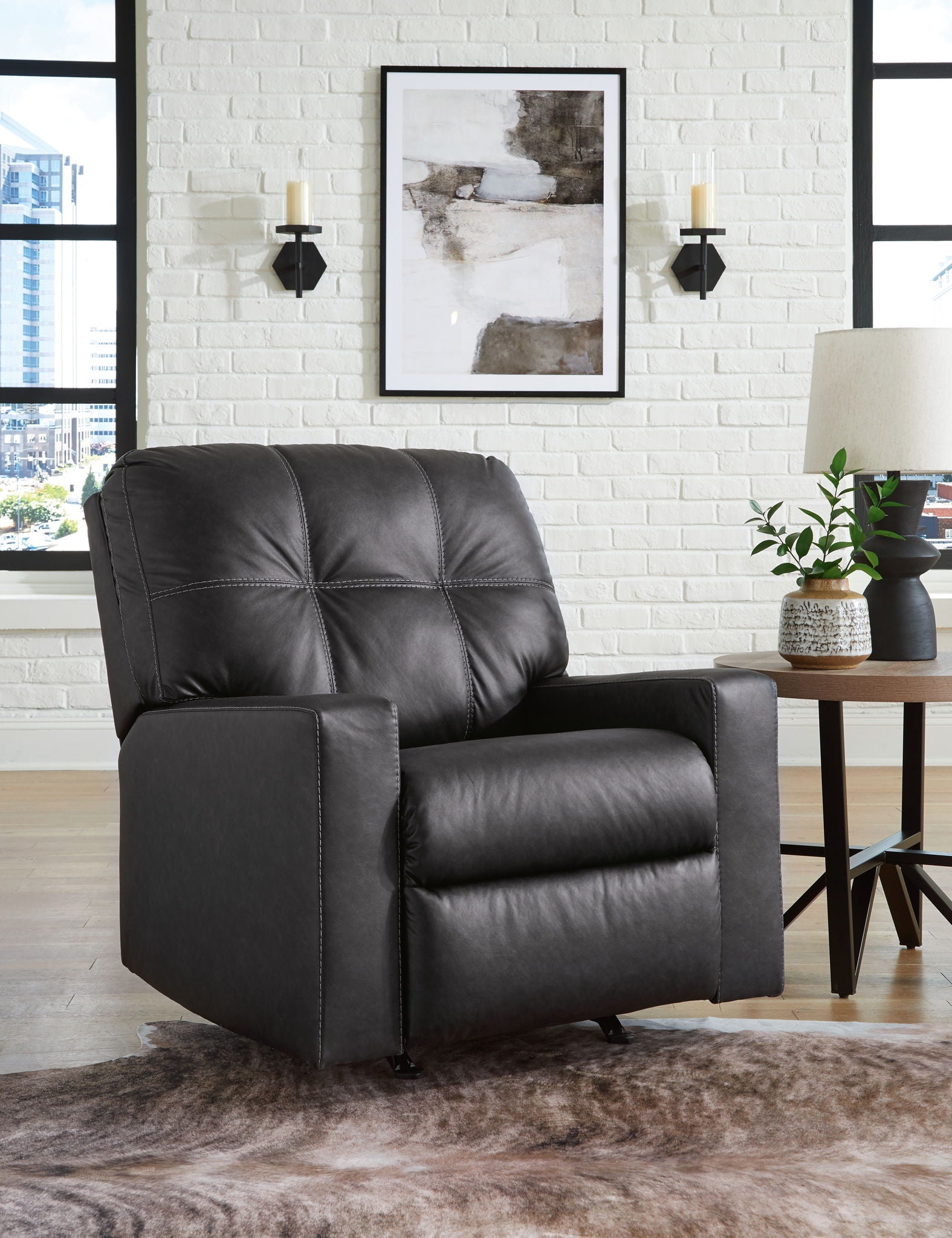 Barlin Mills - Fauteuil inclinable à bascule - Similicuir - Carbone