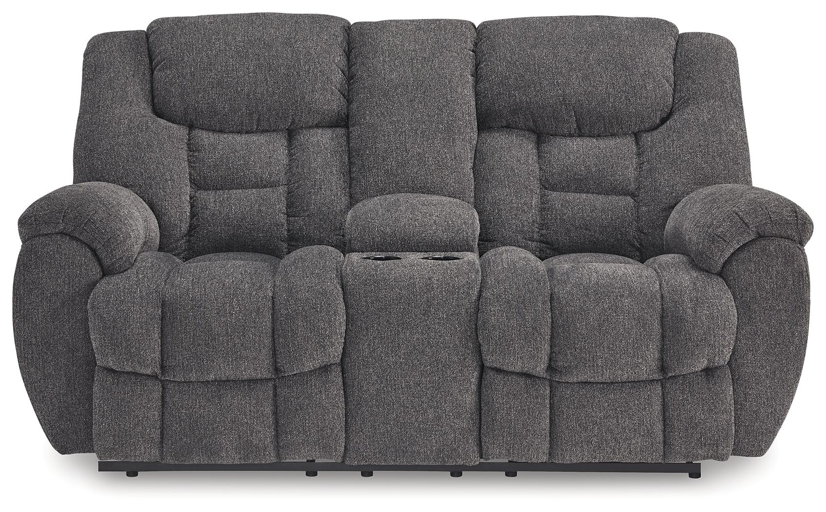 Foreside - Causeuse Inclinable Double Avec Console - Tissu - Anthracite