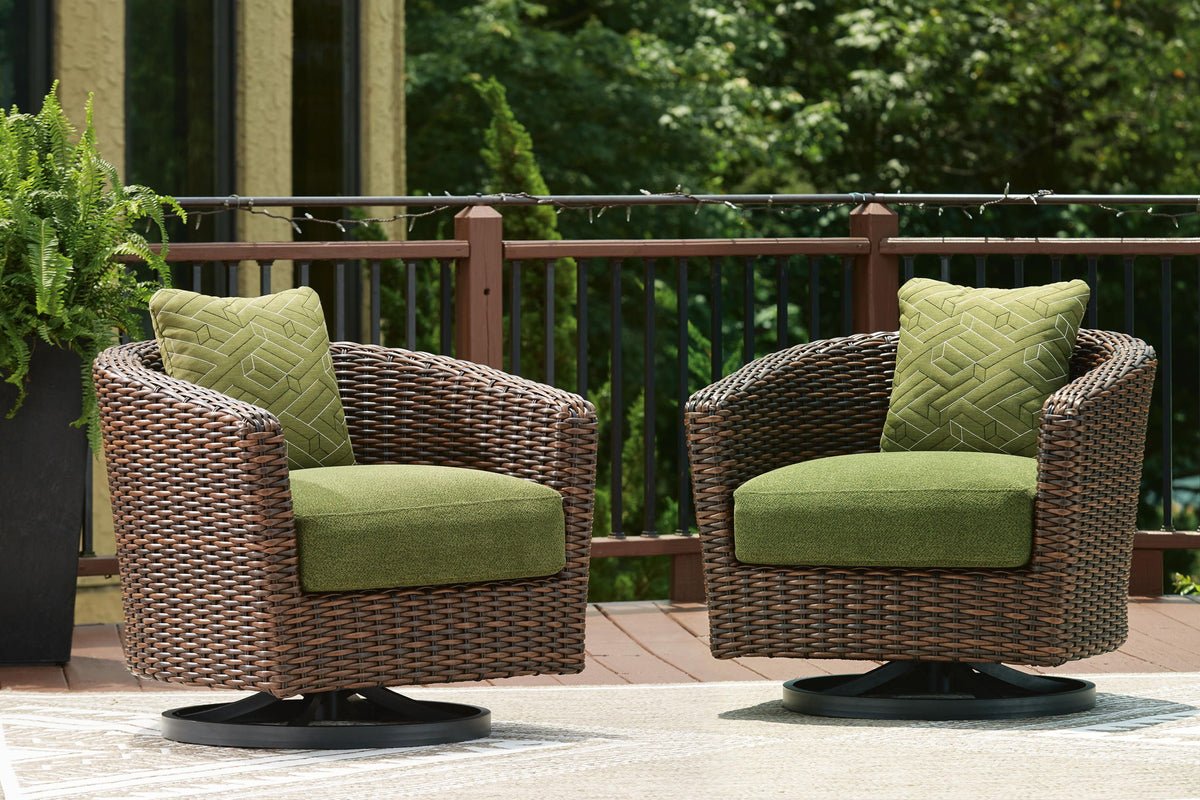 Horizon Hall - Fauteuil pivotant avec coussin - Marron / Vert